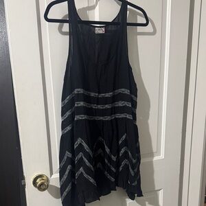 Free People Chic Black and Gray Chevron Mini Dress